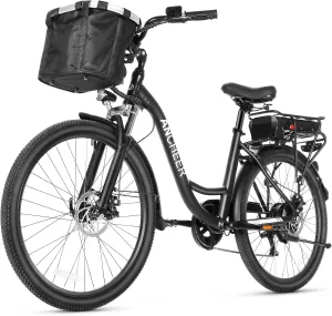 ANCHEER Electric Bike for Adults, 48V 500Wh EBike, UP to 60 Miles, Removable Battery, Fast-Charge, 26" Commuter Electric Bicycles, 7-Speed, LCD Digital Display, Suspension Fork, Cruise Control, UL2849