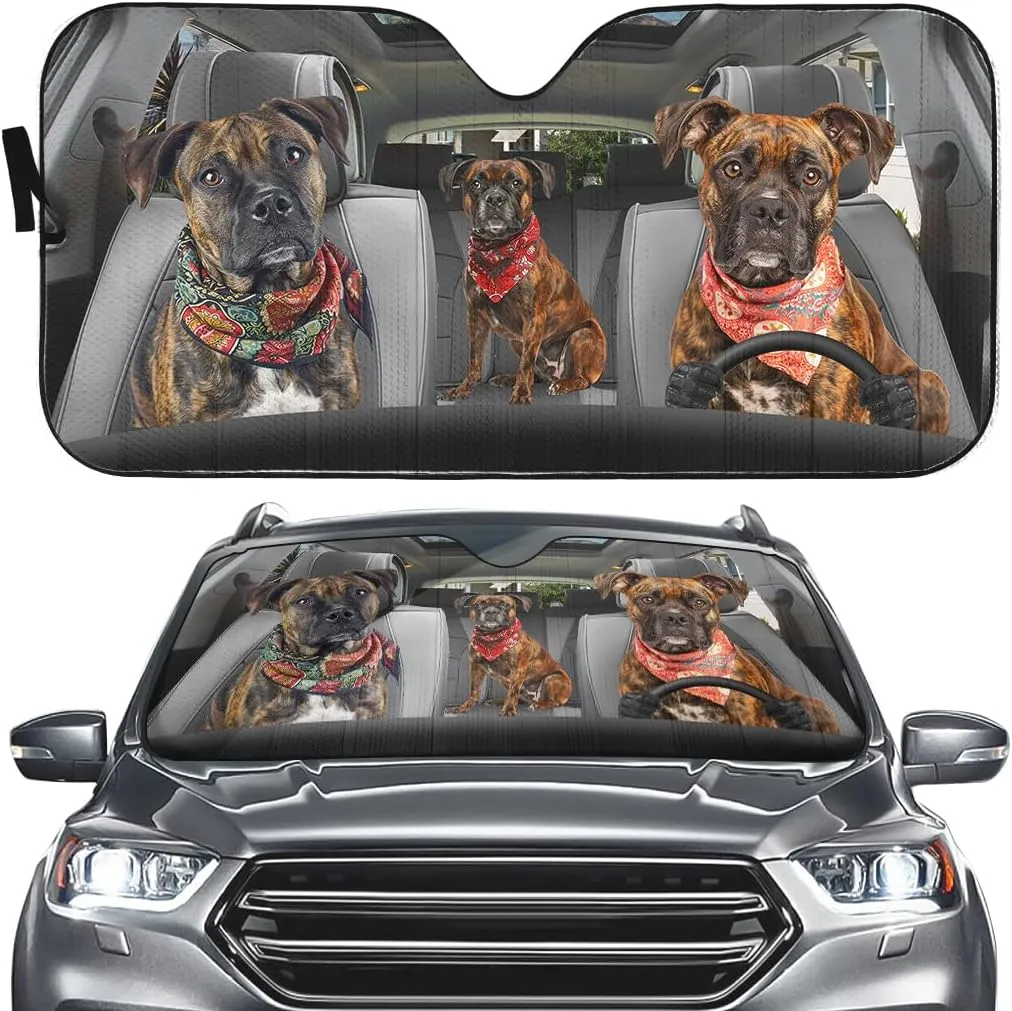 Animal Dog Driving Car Windshield Sunshade Foldable Auto Front Window Sunshield 57 x 27.5 in SUV Trucks Vehicle Block UV Rays Sun Visor Protector for Car Truck