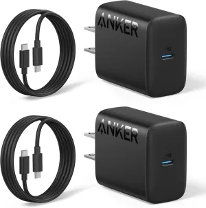 Anker 25W USB-C Super Fast Charger, Anker Charger (Non-Foldable) with USBC Cable, Supports PPS Fast Charging for Samsung Galaxy S23 Ultra/S23 /S23/S22/S21/S20/Note 20, & More 2Pack 5ft Cable Included