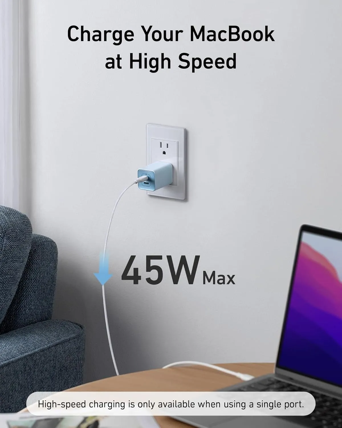 Anker 47W USB C Nano Charger, 2 Port Compact Foldable GaN Charger for iPhone 16/15, Galaxy, Pixel, Compatible with MagSafe (White)