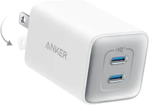 Anker 47W USB C Nano Charger, 2 Port Compact Foldable GaN Charger for iPhone 16/15, Galaxy, Pixel, Compatible with MagSafe (White)