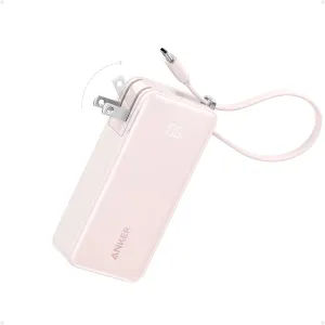 ANKER Nano 3-in-1 Portable iPhone Charger, 10,000mAh Power Bank with Built-in USB-C Cable and Foldable Wall Plug, 30W Max Battery Pack, Travel Essentials for iPhone 16/15 Series, Galaxy, MacBook