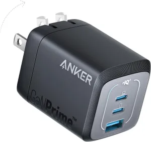 Anker Prime 67W USB C Charger, Anker GaN 3-Port Compact Fast PPS Wall Charger, for MacBook Pro/Air, Pixelbook, iPad Pro, iPhone 16/15/Pro, Galaxy S25/S24, Note20, Pixel, Apple Watch
