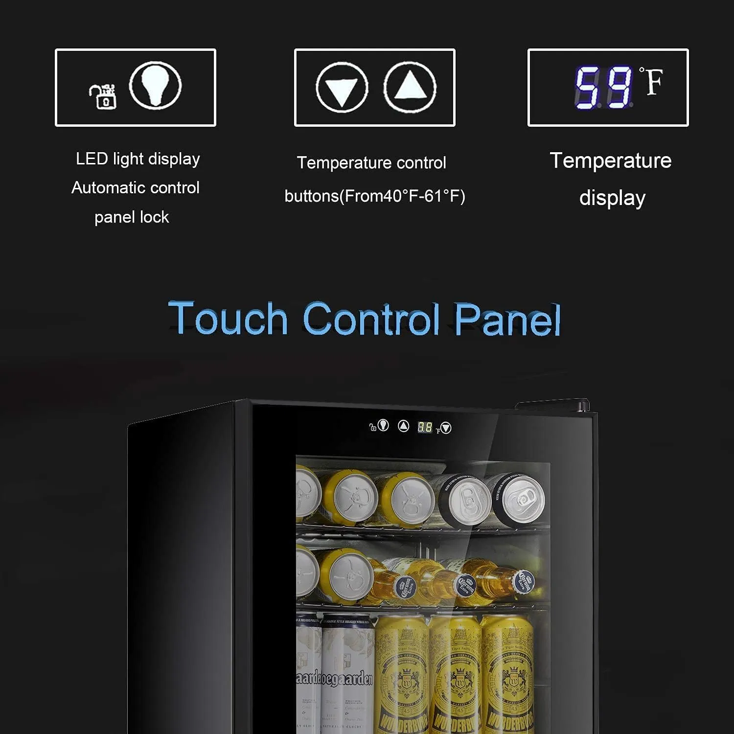 Antarctic Star Beverage Cooler 145 Can Mini Fridge Glass Door for Soda Beer Wine Glass Door Stainless Steel Small Drink Refrigerator Digital Display for Home, Office Bar,4.4cu.ft