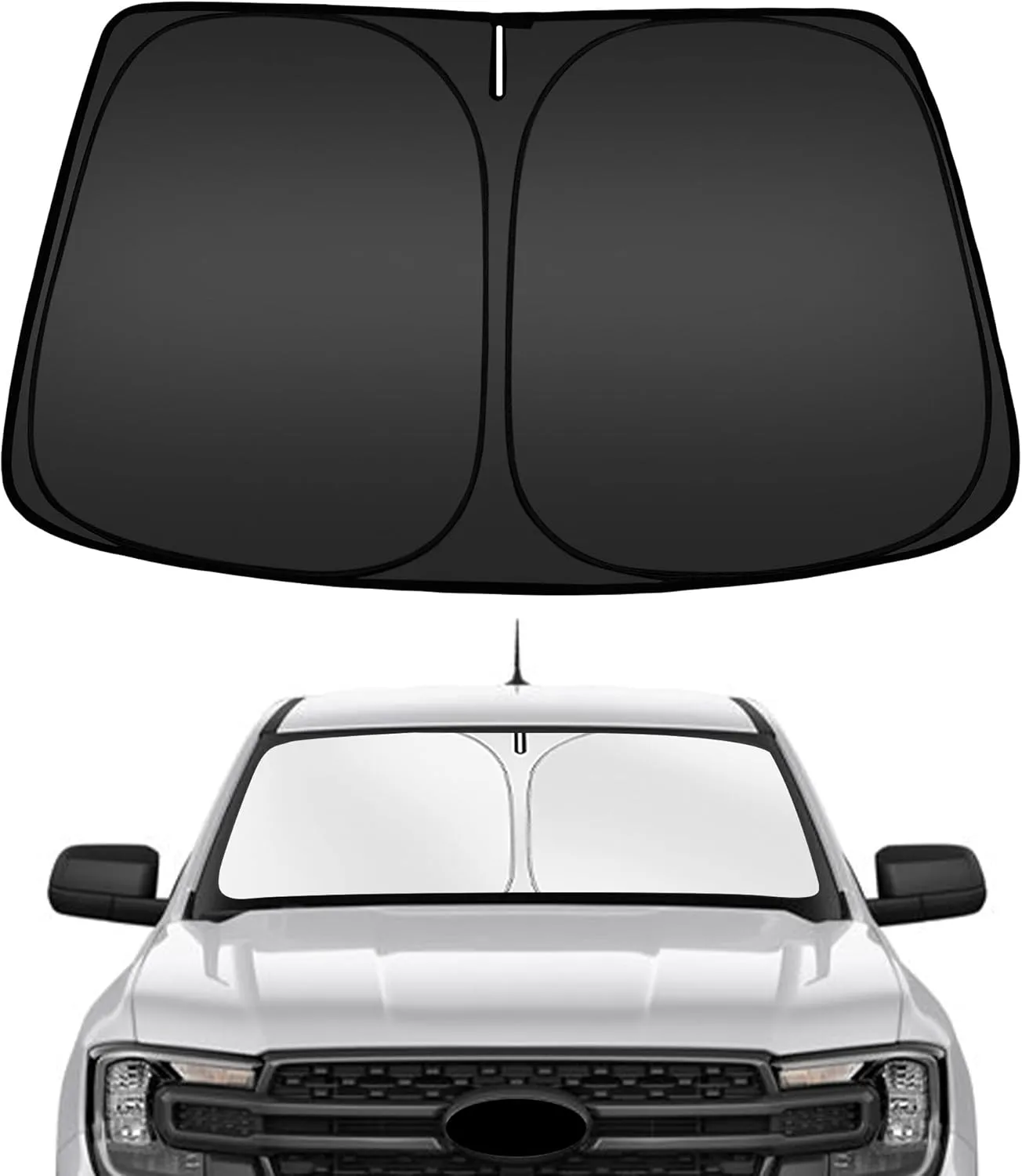 ARISMOTOR Windshield Sun Shade for Ford Ranger 2019-2025, Custom Fit Foldable Front Window Sunshade Sun Visor Protector, Block UV Rays Keep Your Car Cooler