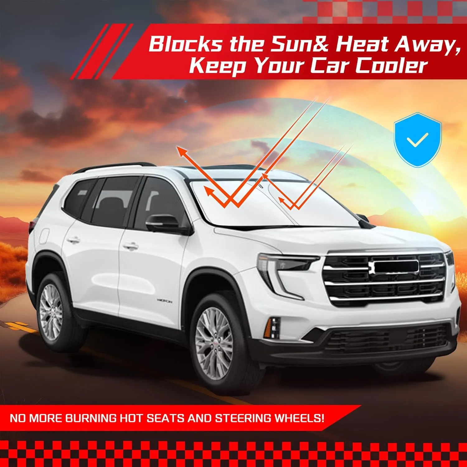 ARISMOTOR Windshield Sun Shade for GMC Acadia 2024-2025, Custom Fit Foldable Front Window Sunshade Sun Visor Protector, Block UV Rays Keep Your Car Cooler