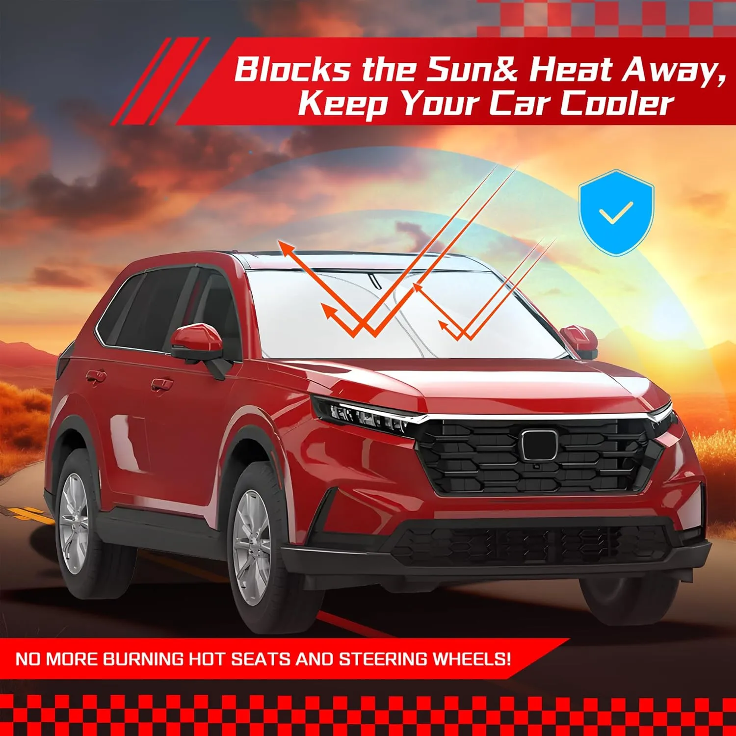 ARISMOTOR Windshield Sun Shade for Honda CRV 2023-2025, Custom Fit Foldable Front Window Sunshade Sun Visor Protector, Block UV Rays Keep Your Car Cooler