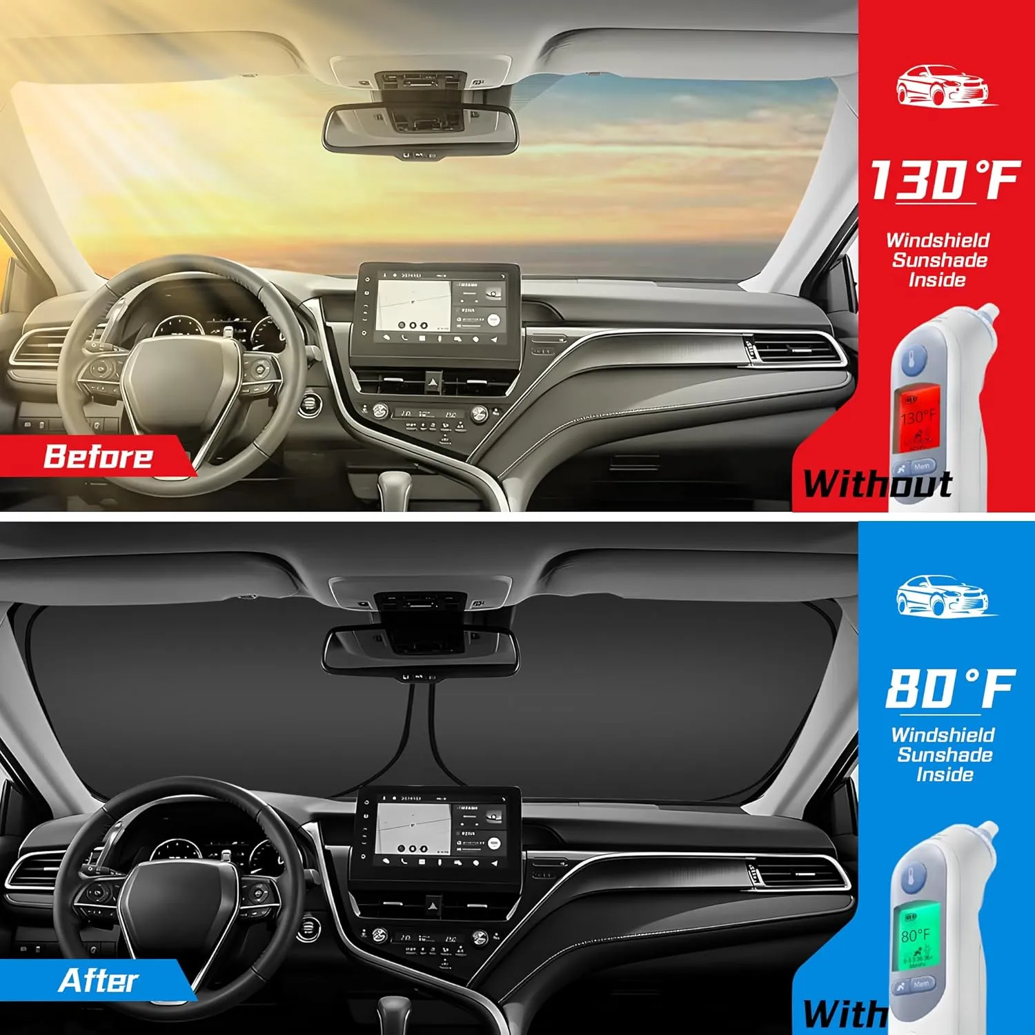 ARISMOTOR Windshield Sun Shade for Mazda CX-50 2023-2025, Custom Fit Foldable Front Window Sunshade Sun Visor Protector, Block UV Rays Keep Your Car Cooler