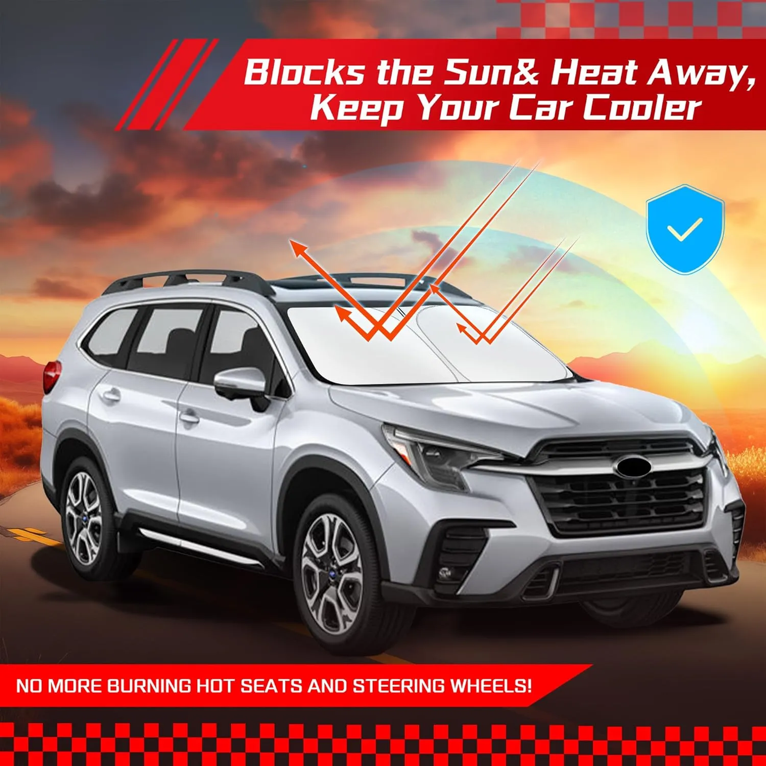 ARISMOTOR Windshield Sun Shade for Su-baru Ascent 2019-2025, Custom Fit Foldable Front Window Sunshade Sun Visor Protector, Block UV Rays Keep Your Car Cooler