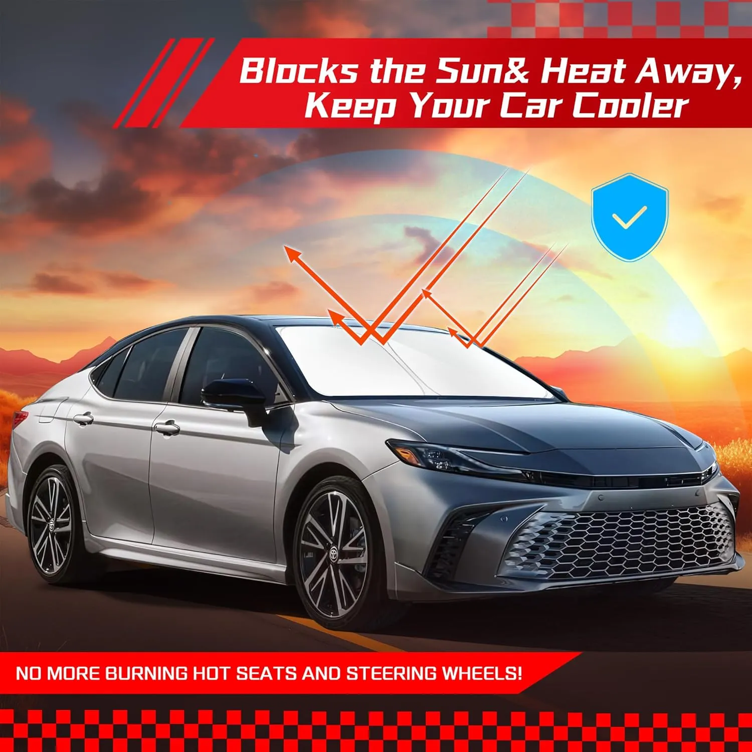 ARISMOTOR Windshield Sun Shade for Toyota Camry 2025, Custom Fit Foldable Front Window Sunshade Sun Visor Protector, Block UV Rays Keep Your Car Cooler