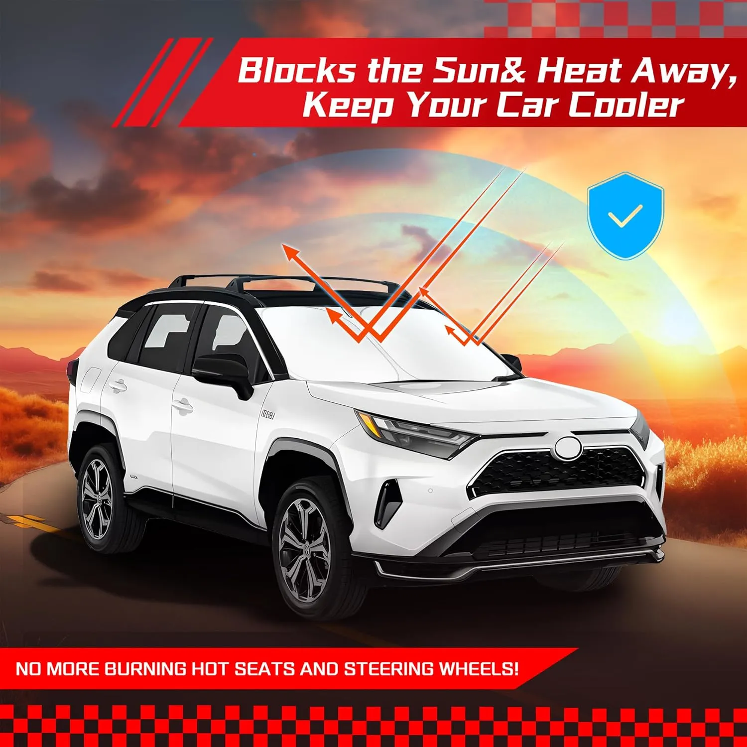 ARISMOTOR Windshield Sun Shade for Toyota RAV4 2019-2025, Custom Fit Foldable Front Window Sunshade Sun Visor Protector, Block UV Rays Keep Your Car Cooler