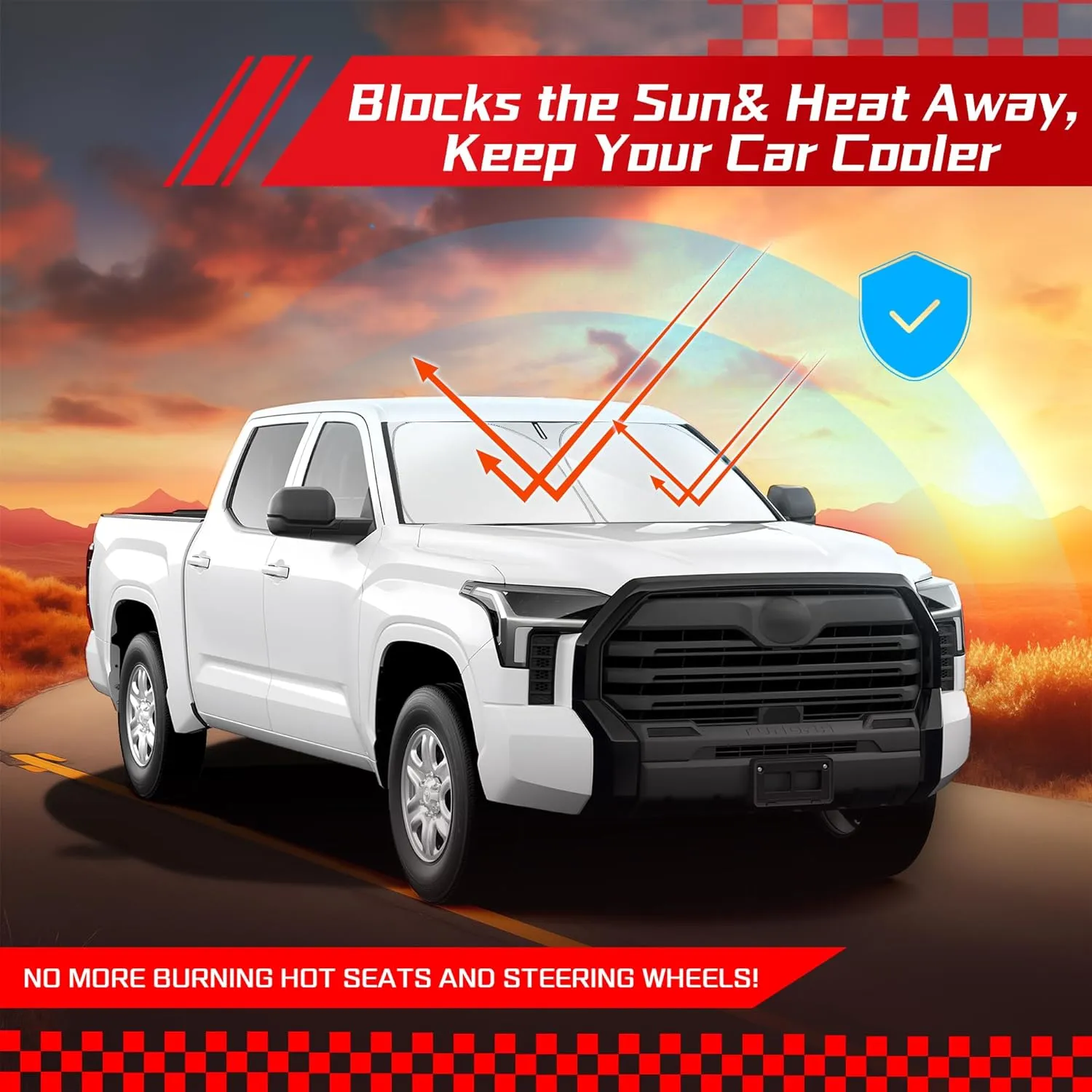 ARISMOTOR Windshield Sun Shade for Toyota Tundra (Limited, SR5, Platinum, TRD Pro) 2022-2025, Custom Fit Foldable Front Window Sunshade Sun Visor Protector, Block UV Rays Keep Your Car Cooler