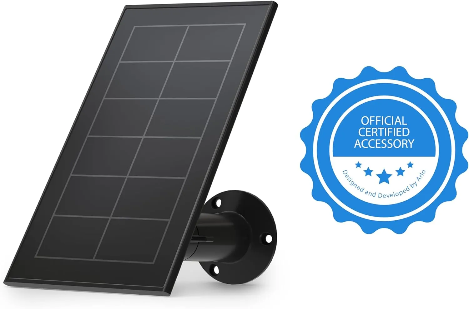 Arlo Solar Panel Charger (2021 Released) - Certified Accessory - Works with Arlo Pro 5S 2K, Pro 4, Pro 3, Floodlight, Ultra 2, and Ultra Cameras, Weather Resistant, Easy Install, Black - VMA5600B