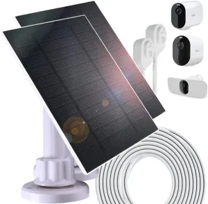 Arlo Solar Panel Charger Compatible with Arlo Pro 3 Floodlight/Pro 4 XL/Pro 5S 2K/Ultra/Ultra 2 Camera,10Ft Waterproof Magnetic Cable,360° Adjustable Bracket&Cable Storage Function,5W 6V(2 Pack)