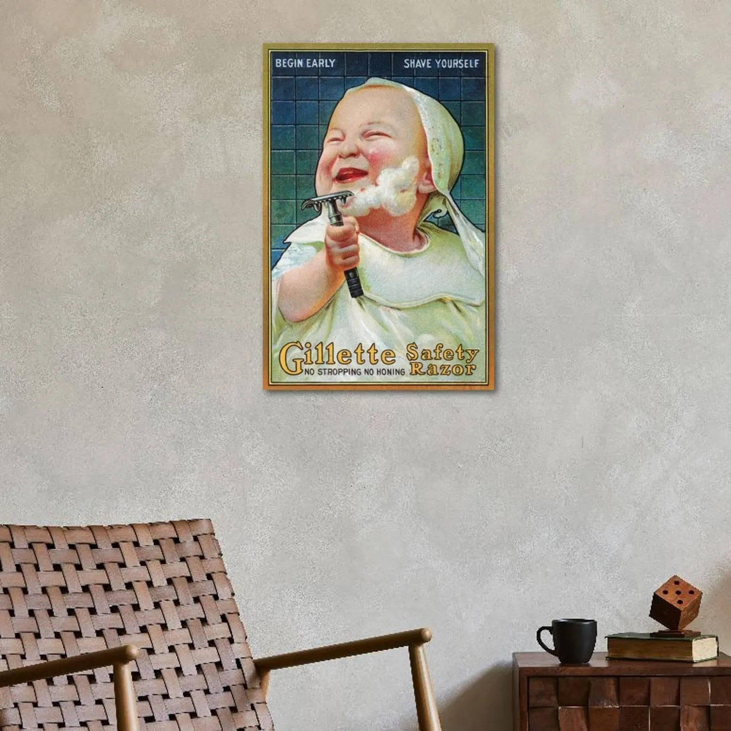 ART.COM Wall Art Print Gillette Safety Razor - Begin Early Shave Yourself by Lantern Press, 24" x 36"