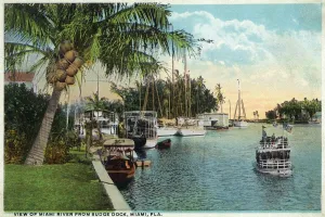 ART.COM Wall Art Print Miami, Florida - Miami River from Budge Dock by Lantern Press, 36" x 24"
