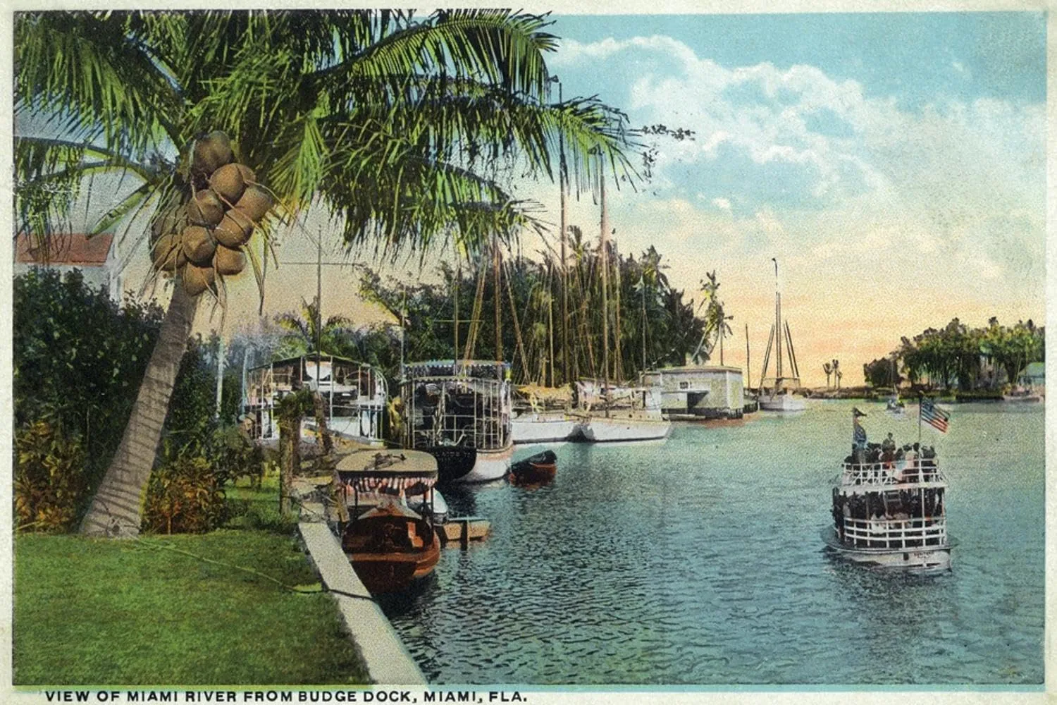 ART.COM Wall Art Print Miami, Florida - Miami River from Budge Dock by Lantern Press, 36" x 24"