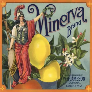 ART.COM Wall Art Print Minerva Brand - Corona, California - Citrus Crate Label by Lantern Press, 16" x 16"
