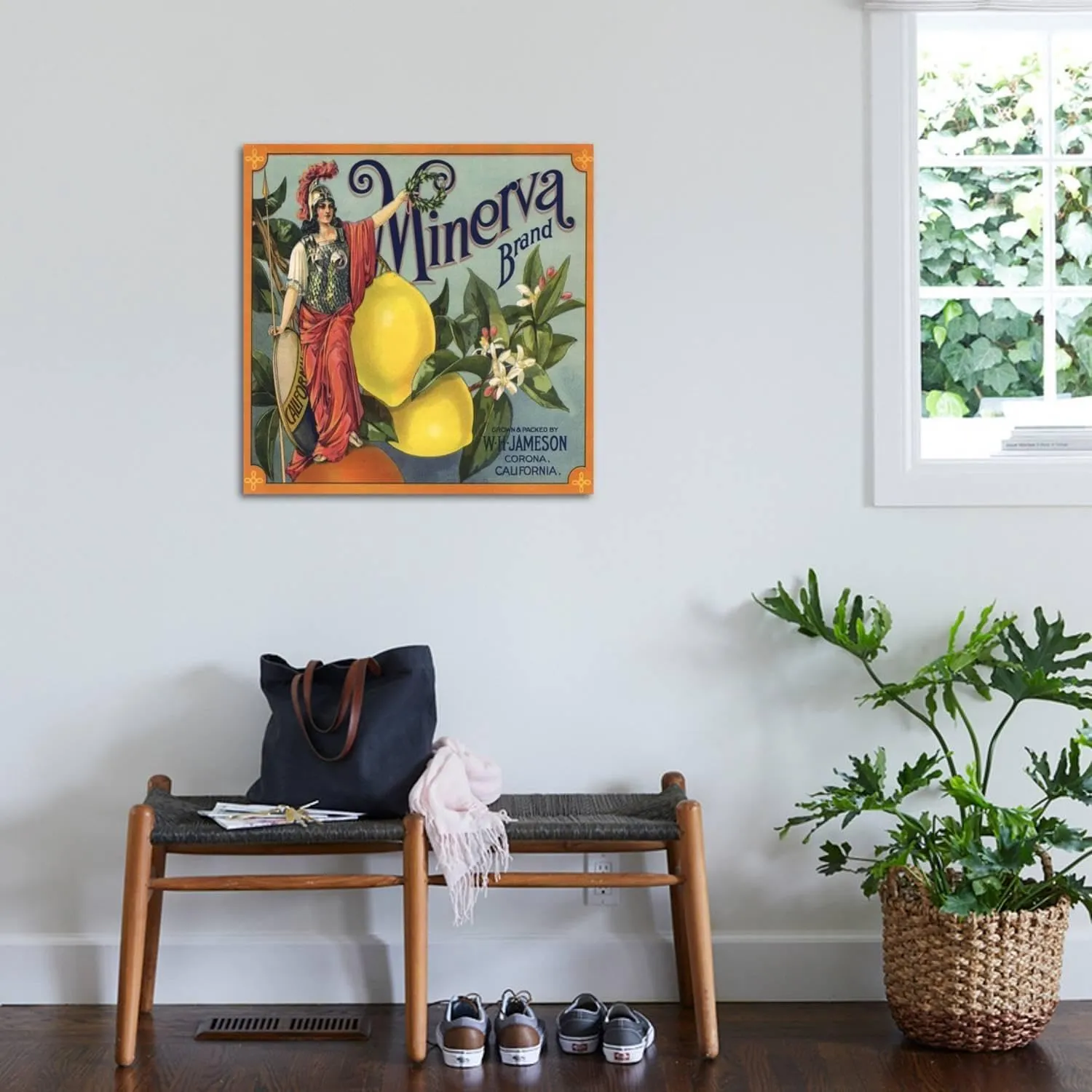 ART.COM Wall Art Print Minerva Brand - Corona, California - Citrus Crate Label by Lantern Press, 30" x 30"