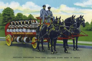 ART.COM Wall Art Print Omaha, Nebraska - Storz Brewing Company Beer Delivery Carriage by Lantern Press, 24" x 16"