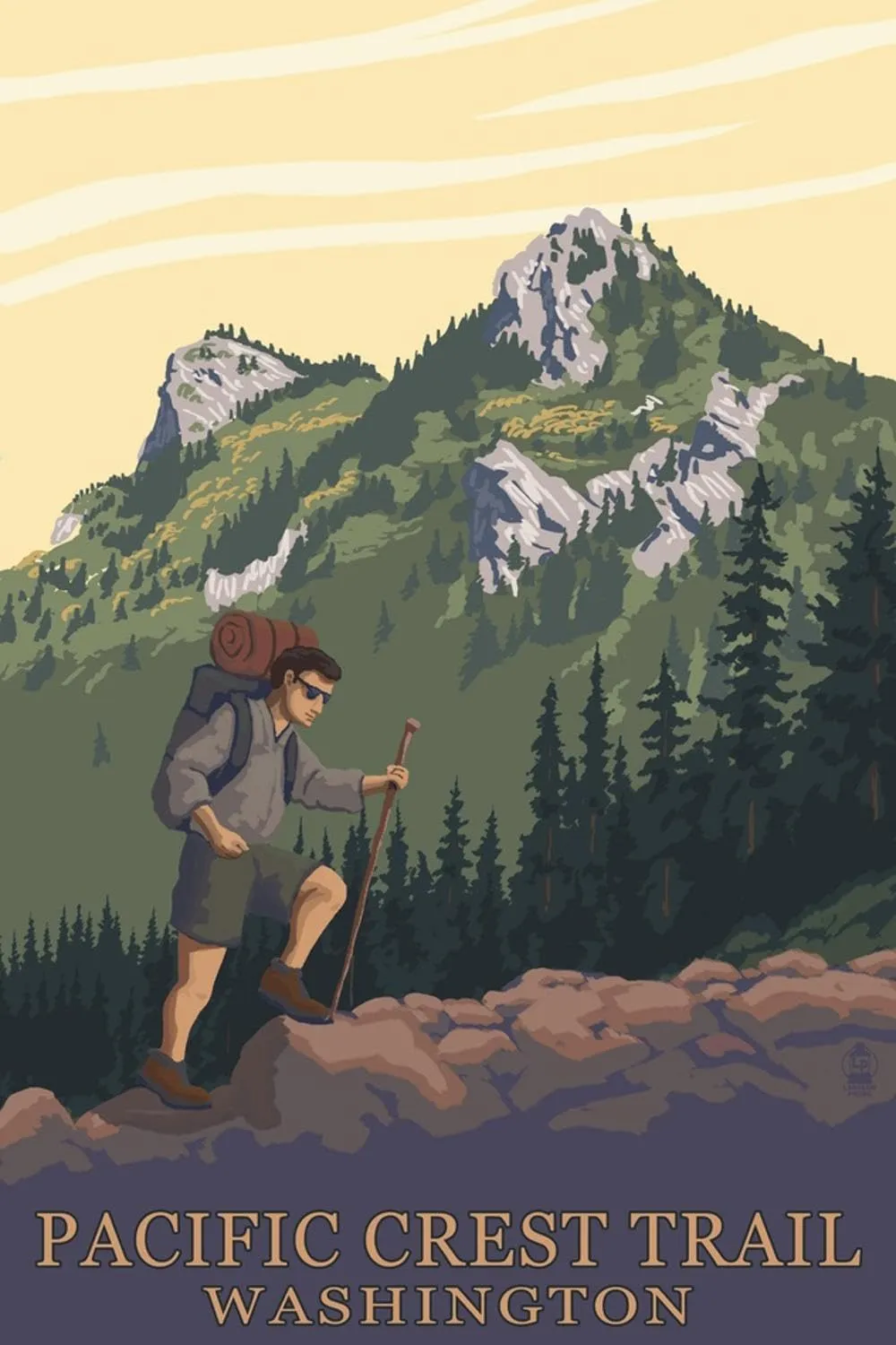 ART.COM Wall Art Print Pacific Crest Trail, Washington - Mountain Hiker by Lantern Press, 12" x 18"