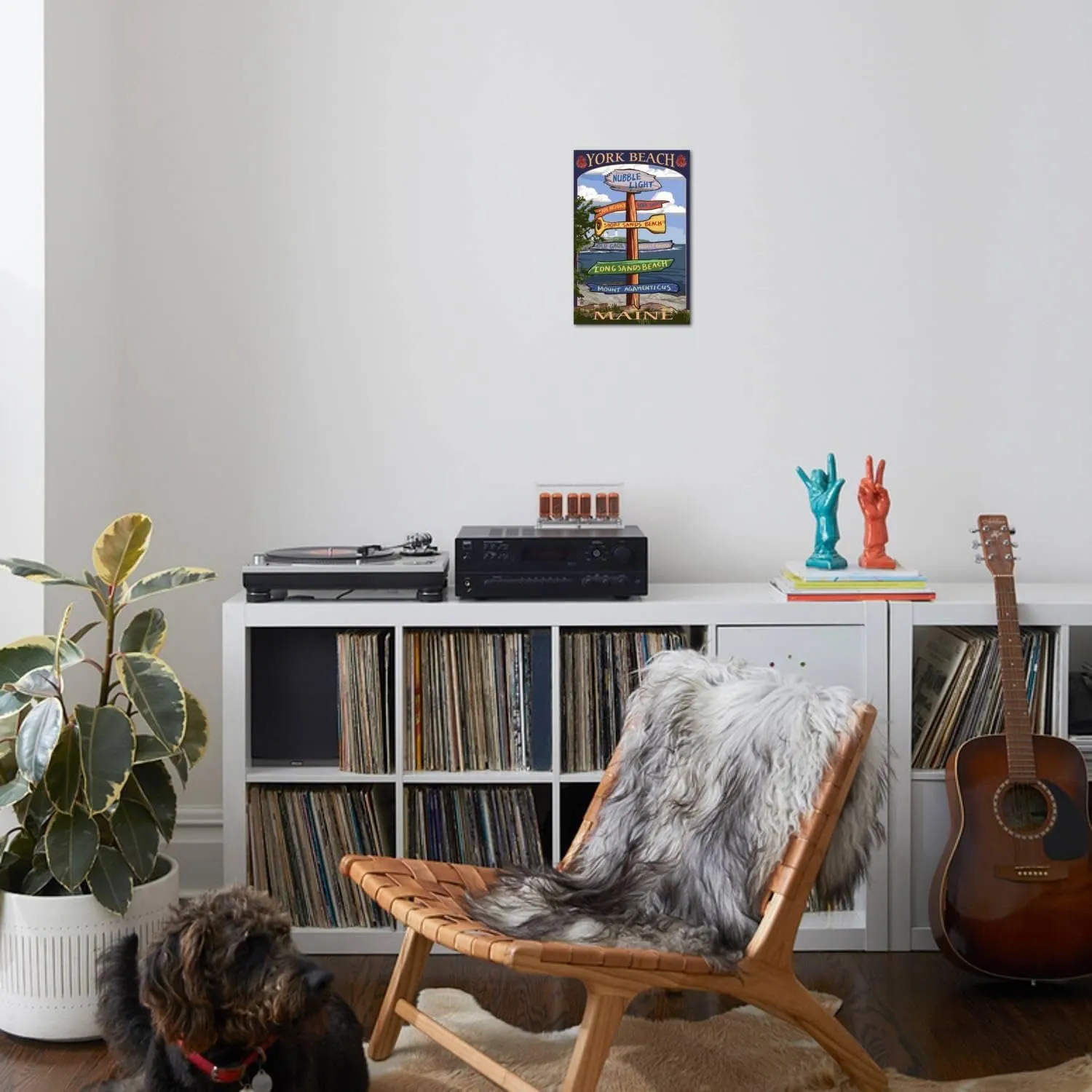 ART.COM Wall Art Print York Beach, Maine - Sign Destinations by Lantern Press, 12" x 18"