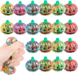 ArtCreativity Pumpkin Halloween Squeeze Toys - Set of 24 Squishy Toys - Stress Relief Squishy Toys for Kids in 6 Colors - Non-Candy Halloween Goodie Bag Stuffers - Sensory Fidget Squeeze Toys