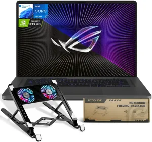 ASUS ROG Zephyrus G16 VR-Ready Gaming Laptop, 16" FHD 165Hz IPS, Intel i7-13620H, NVIDIA GeForce RTX 4070, 48GB RAM, 2TB SSD, Win 11 Home, Bundle with PCO Notebook Folding Radiator, Laptop Cooler
