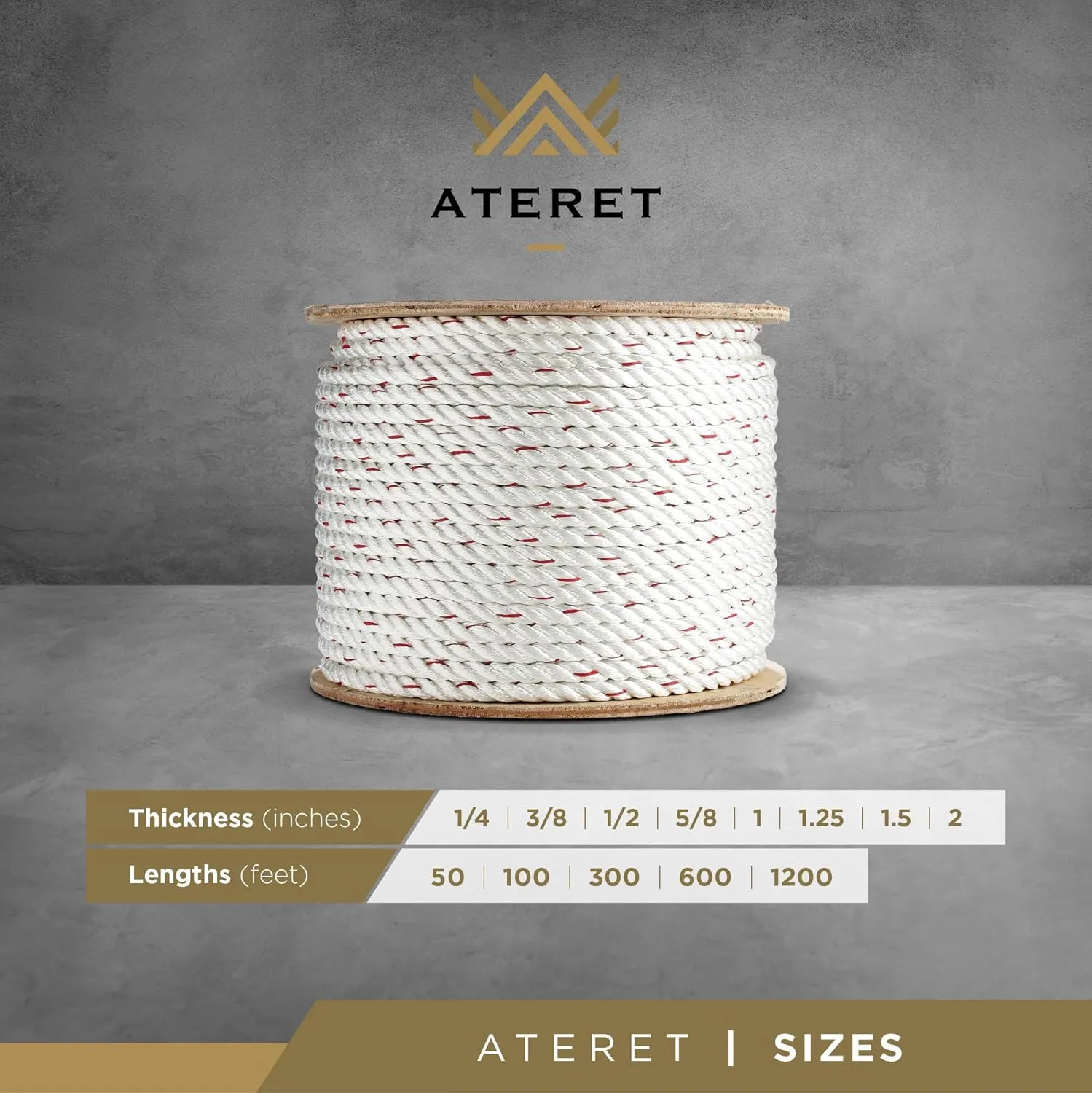 ATERET Arborist Bull Rope I 1 Inch x 150 Feet I High Strength Polyester I Multipurpose Poly Dacron Rope for Tree Hoist Rigging Line, Marine & Commercial
