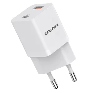 Awei Dual Port Fast Charging Wall Adapter Quick Charge PD 20W /  5A