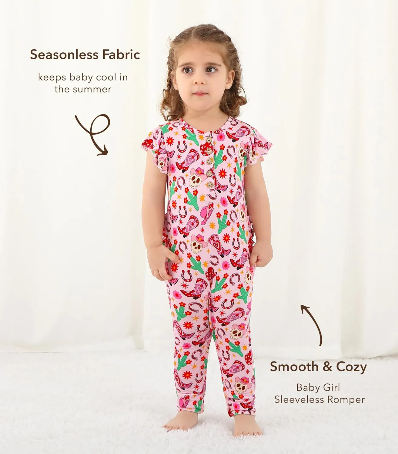 Baby Romper Infant Girls Sleeveless Ruffle One Piece Rompers Viscose from Bamboo Outfits Snap Jumpsuit Clothes
