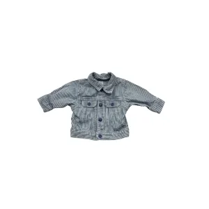 Baby Striped Denim Jacket 0-3M By The Childrens Place With Button-Up Front & Foldable Cuffs #6874