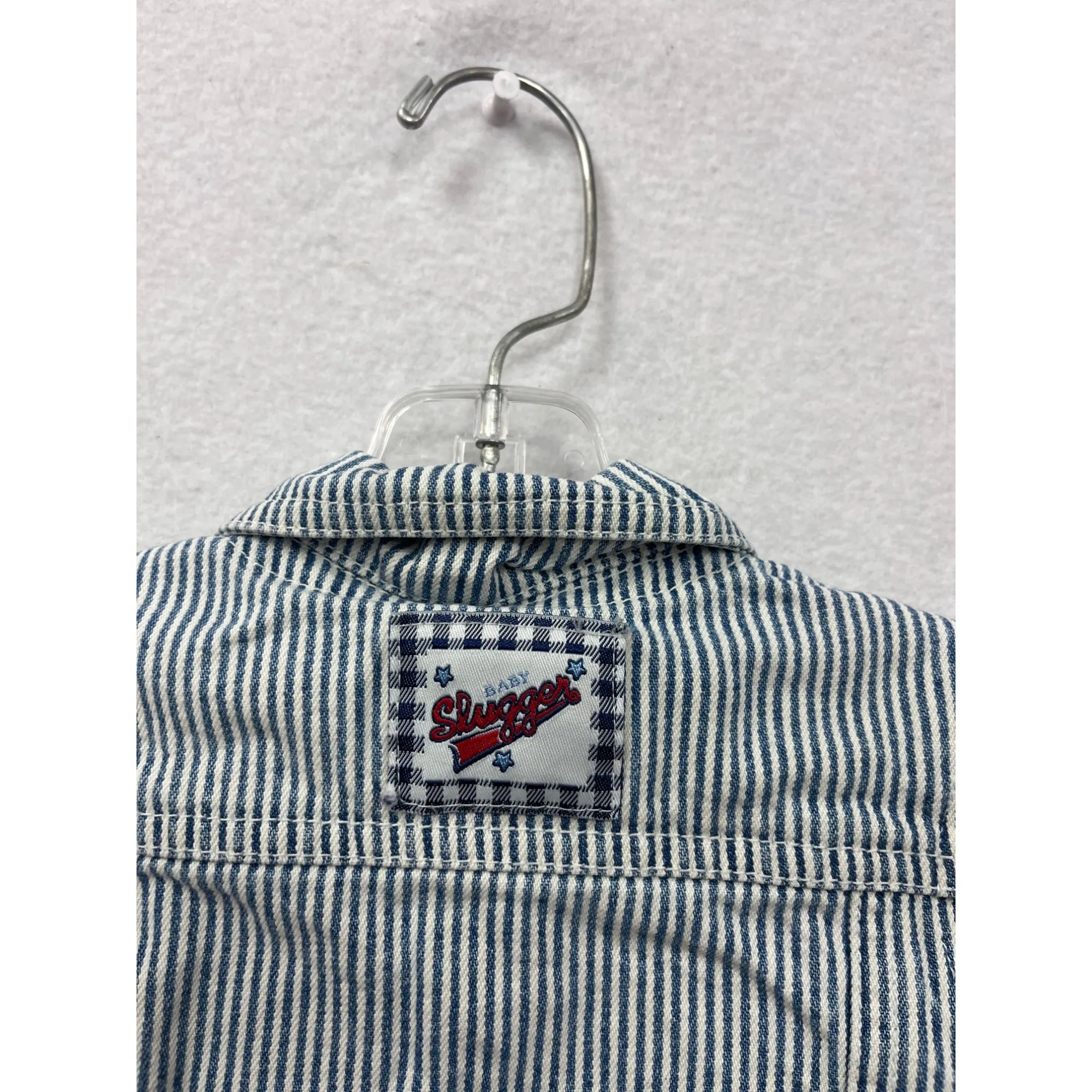 Baby Striped Denim Jacket 0-3M By The Childrens Place With Button-Up Front & Foldable Cuffs #6874