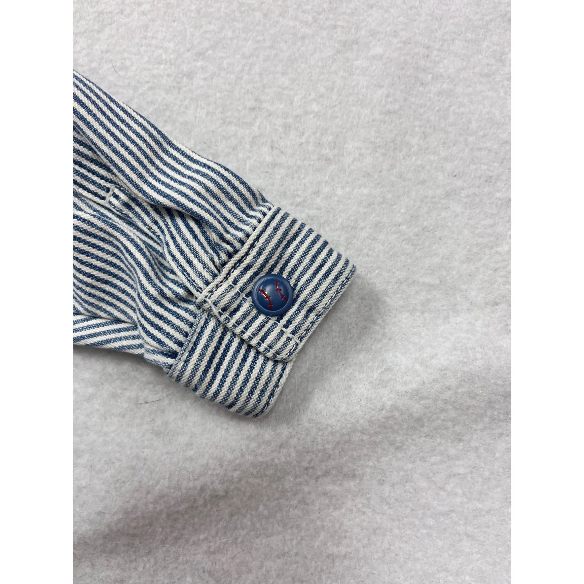 Baby Striped Denim Jacket 0-3M By The Childrens Place With Button-Up Front & Foldable Cuffs #6874