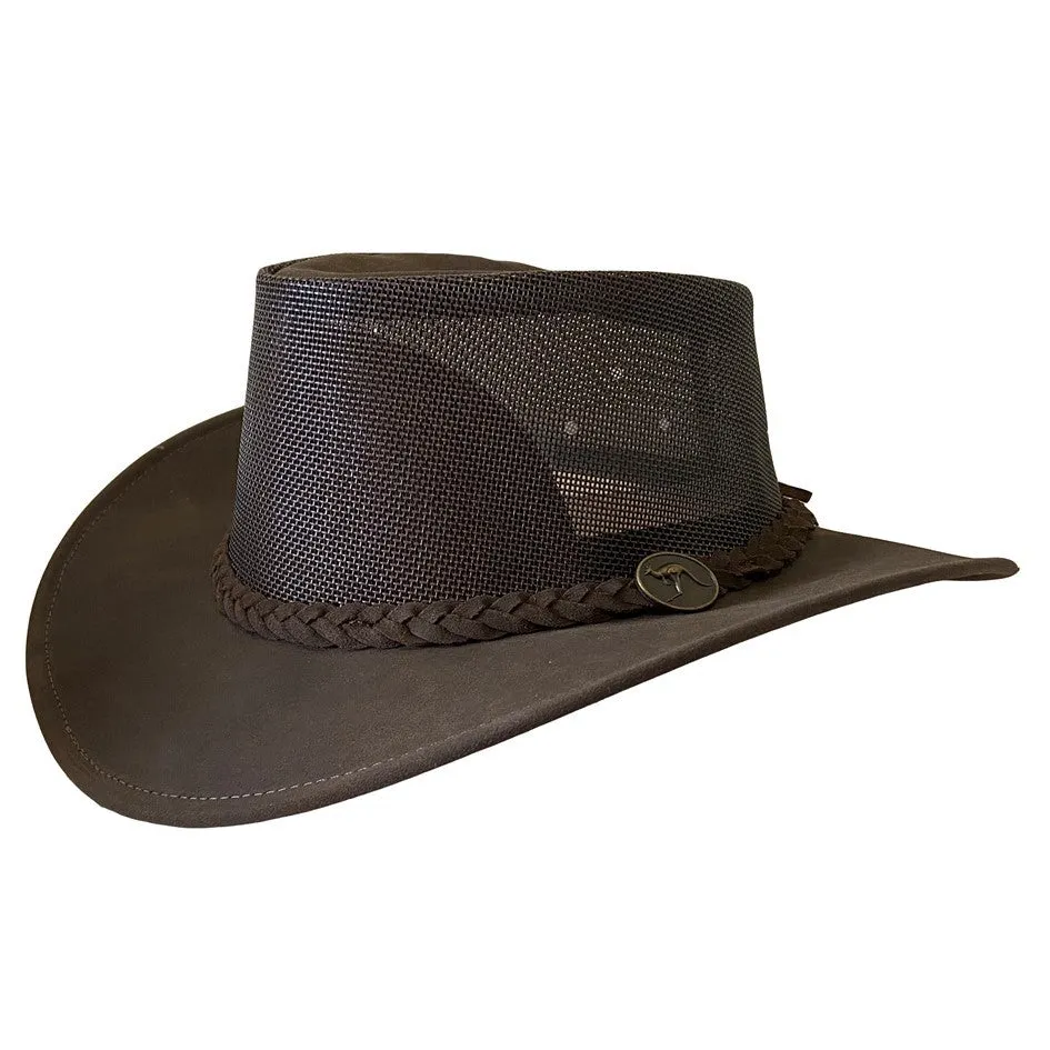 BARMAH BUSHIE COOLER GENUINE CATTLE LEATHER FOLDABLE HAT WITH BAG