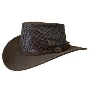 BARMAH BUSHIE COOLER GENUINE CATTLE LEATHER FOLDABLE HAT WITH BAG