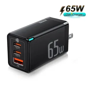 Baseus GaN5 Pro 65W 2Type-C 1USB Fast Charger with C to C 100W 1M Cable