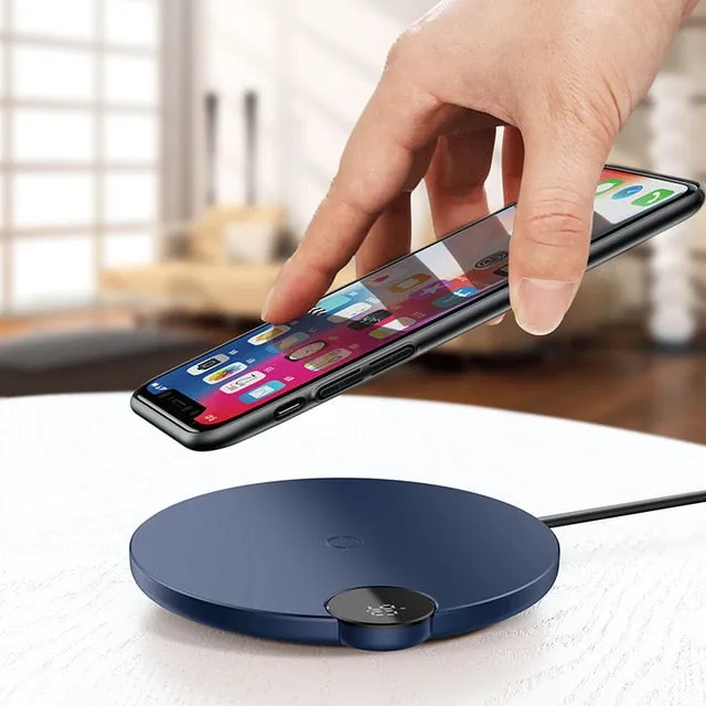 Baseus LED Qi Wireless Charger For iPhone Xs Max X 8 10W Fast Wirless Wireless Charging Pad For Samsung S10 S9 Xiaomi MI 9 MIX 3