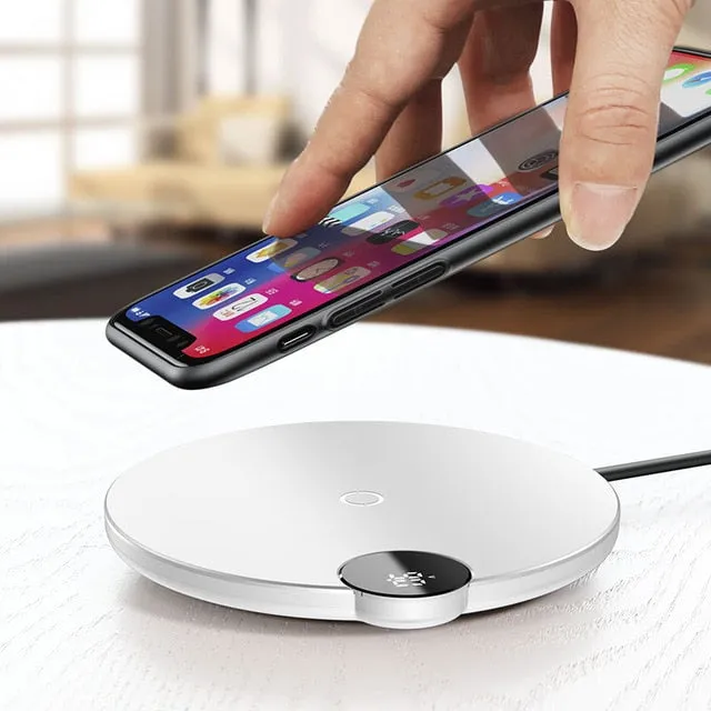 Baseus LED Qi Wireless Charger For iPhone Xs Max X 8 10W Fast Wirless Wireless Charging Pad For Samsung S10 S9 Xiaomi MI 9 MIX 3