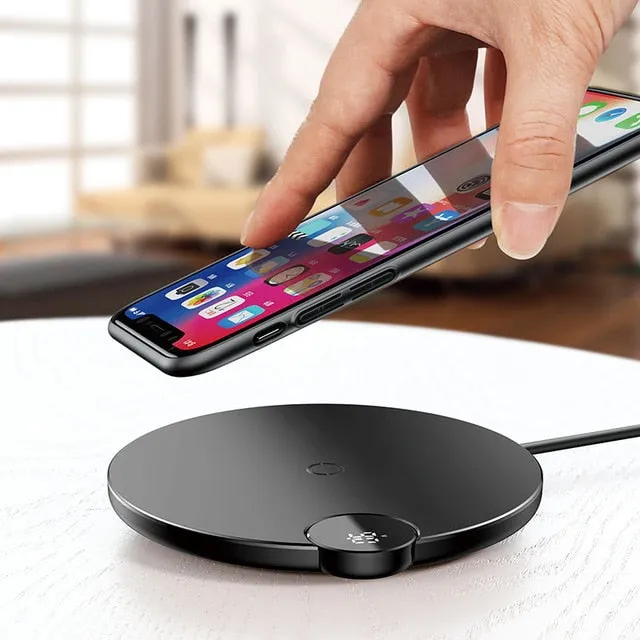 Baseus LED Qi Wireless Charger For iPhone Xs Max X 8 10W Fast Wirless Wireless Charging Pad For Samsung S10 S9 Xiaomi MI 9 MIX 3