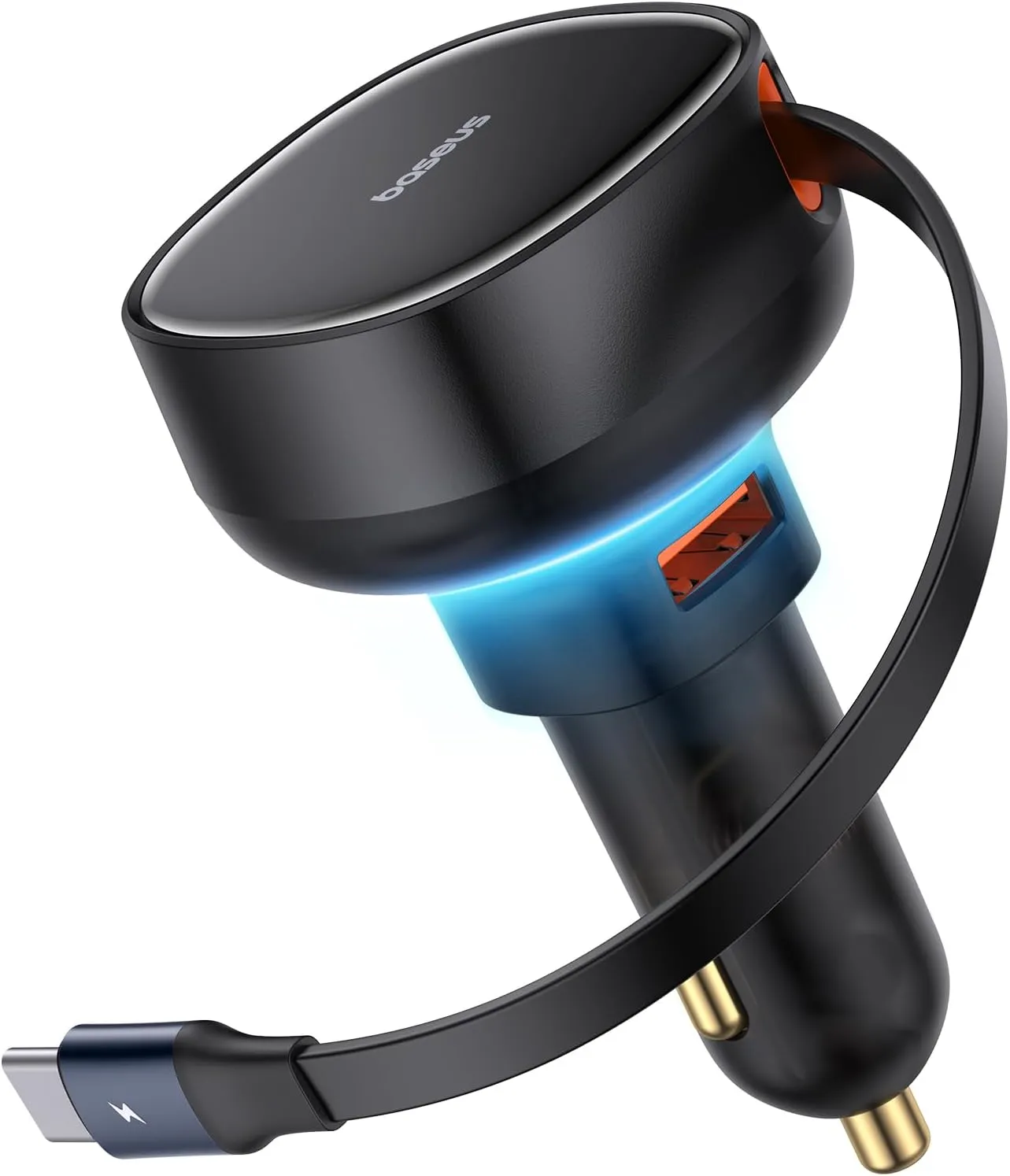 Baseus USB C Car Charger, 60W Retractable Car Charger, Dual Fast Charging, Compatible with iPhone 15/14/13/12 Pro Max, Plus, Samsung Galaxy S23/S22/S21 Ultra, Google Pixel and More