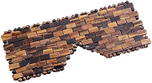 Be Meeting Natural Quartz Rose Crystal Sleep Mask Eye Cover Mask Yoga Meditation Energy Healing Crystal Anti-Aging Hand-Made Therapy Eye Masks Gift (Tiger Eye),Medium