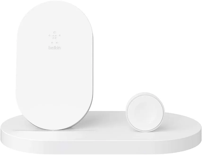 Belkin Boost Up Wireless Charging Dock for iPhone   Apple Watch   USB-A Port (Wireless Charger for iPhone XS, XS Max, XR, X, 8/8 Plus, Apple Watch 4, 3, 2, 1) - White