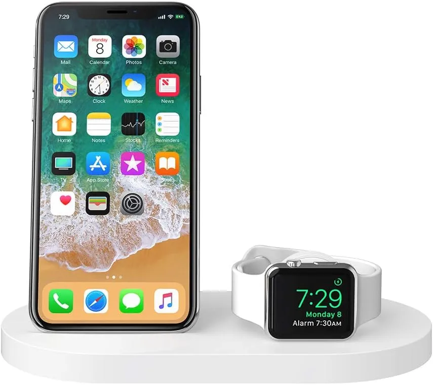 Belkin Boost Up Wireless Charging Dock for iPhone   Apple Watch   USB-A Port (Wireless Charger for iPhone XS, XS Max, XR, X, 8/8 Plus, Apple Watch 4, 3, 2, 1) - White