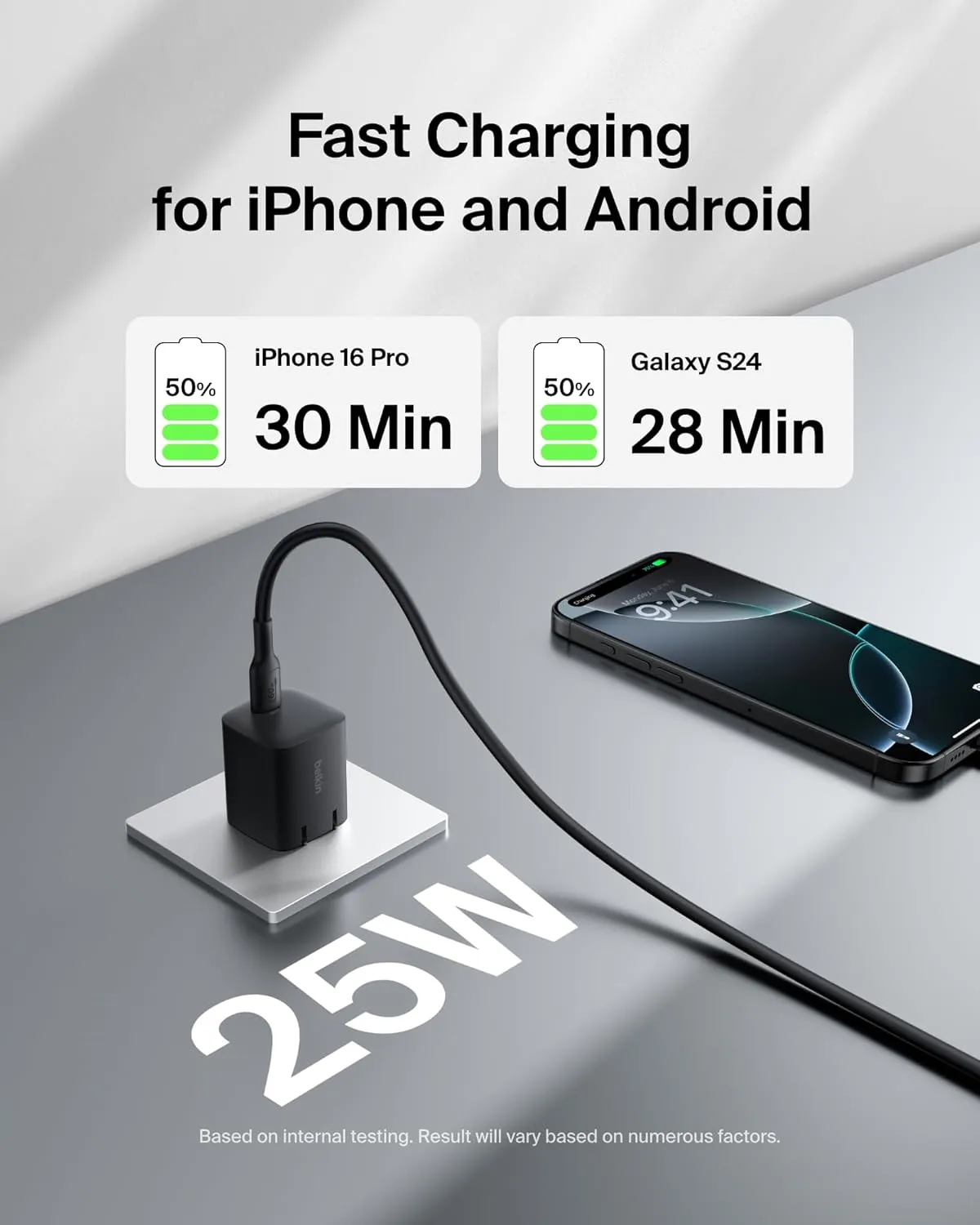 Belkin USB C Charger Block 25W (2 Pack) – PD3.0 PPS Fast Charging - Samsung Galaxy S25, S24, S23, S22, Apple iPhone 16, iPhone 15/14/13 Plus, Pro, Pro Max, Google Pixel 9, Nintendo Switch, etc - Black