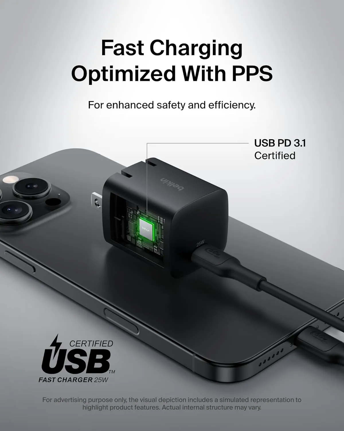Belkin USB C Charger Block 25W (2 Pack) – PD3.0 PPS Fast Charging - Samsung Galaxy S25, S24, S23, S22, Apple iPhone 16, iPhone 15/14/13 Plus, Pro, Pro Max, Google Pixel 9, Nintendo Switch, etc - Black