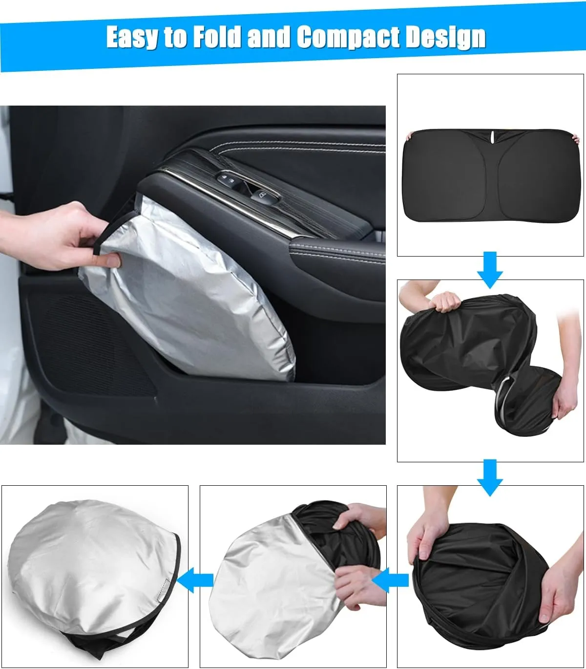 BESTVIEW Windshield Sun Shade Compatible with Mazda 3 Hatchback Sedan 2014-2018, Foldable Reflective Sunshade for Car Cover