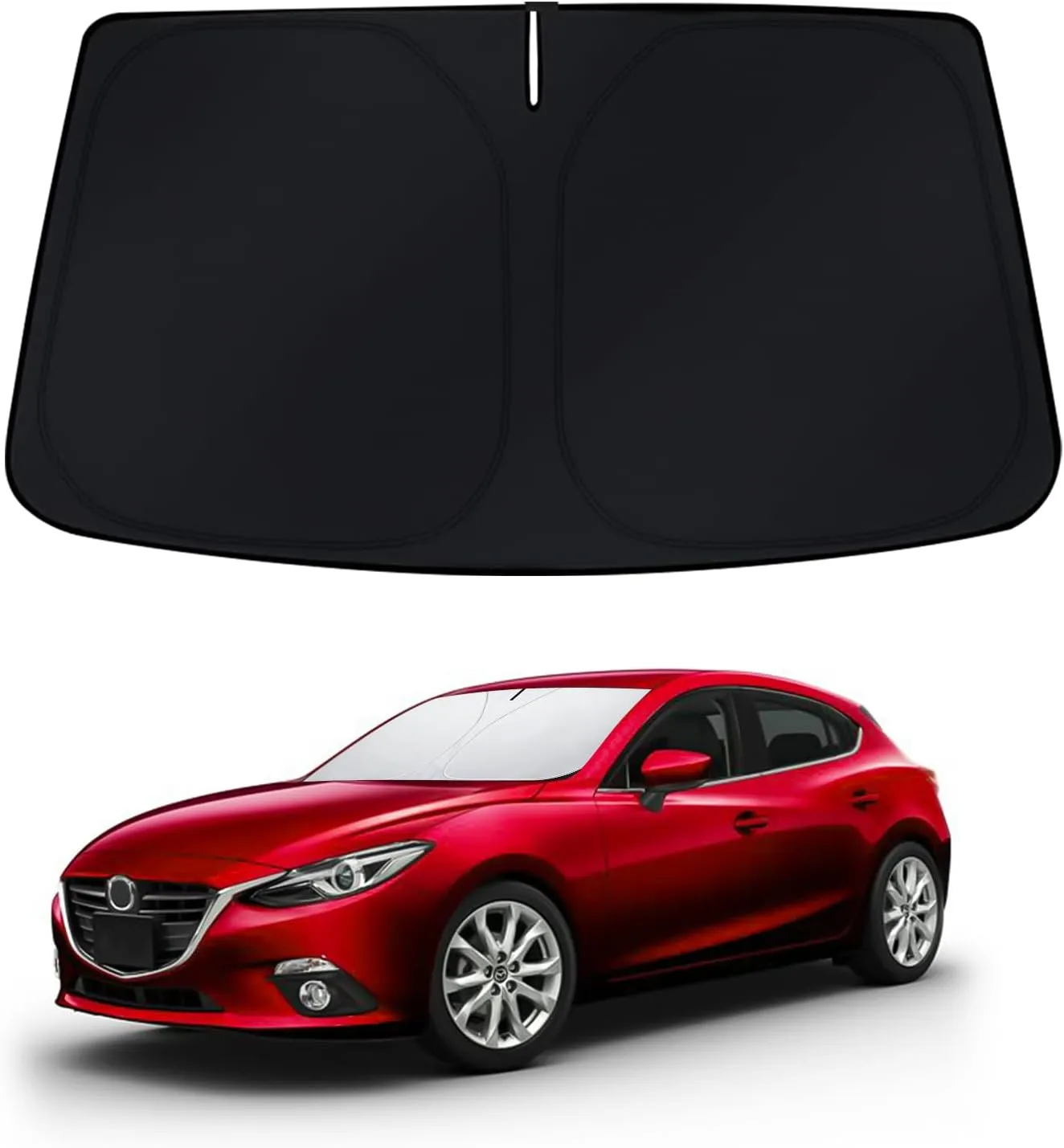 BESTVIEW Windshield Sun Shade Compatible with Mazda 3 Hatchback Sedan 2014-2018, Foldable Reflective Sunshade for Car Cover