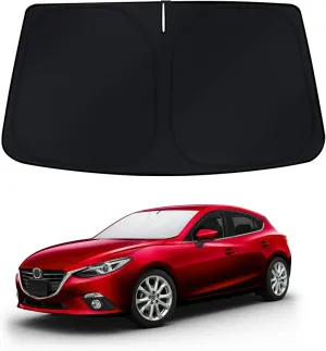 BESTVIEW Windshield Sun Shade Compatible with Mazda 3 Hatchback Sedan 2014-2018, Foldable Reflective Sunshade for Car Cover