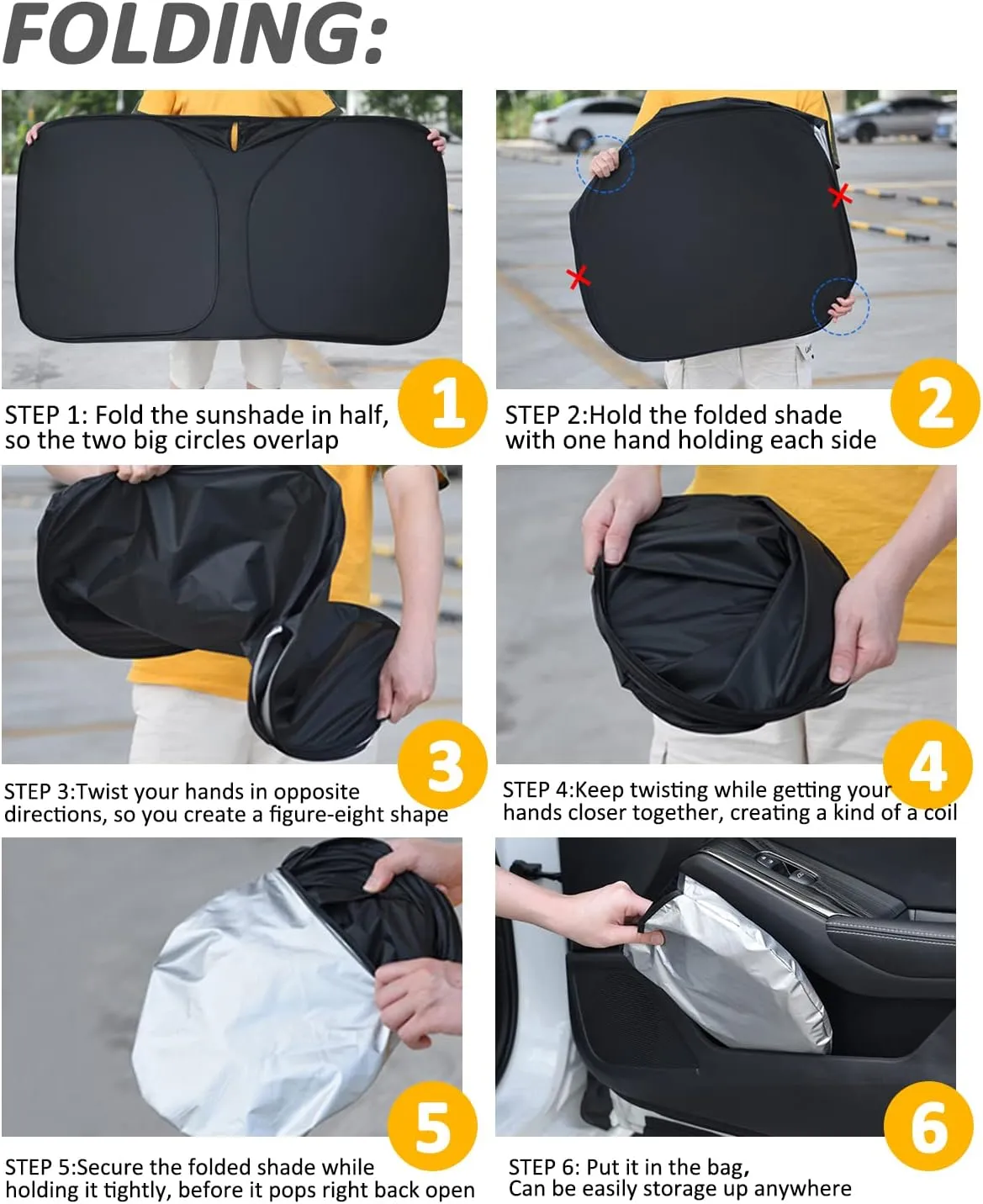 Bestview Windshield Sun Shade Compatible with Mini Cooper 2015-2023, Foldable Reflective Sun Visor Protector, 3 Layers 210T Material